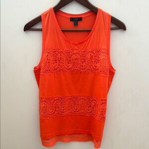J. Crew Orange Lace crocheted Detail Women's Top Small sleeveless NWOT